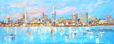 Melbourne City - View from St Kilda (Limited Edition) Oil Painting Canvas Art