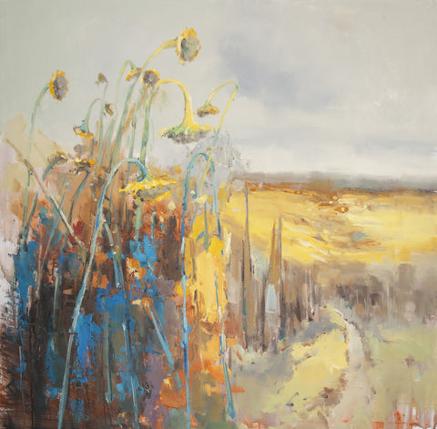 Sunflowers by Jian Wang Oil Painting Canvas Art