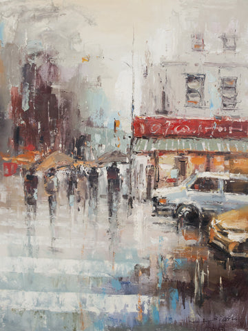 "Road Intersection in Paris" by Jian Wang Oil Painting Canvas Art