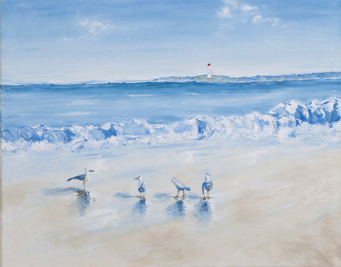Seaside with sea gulls (Limited Edition) Oil Painting Canvas Art