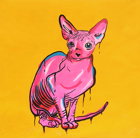 Sphynx Cat 2016 (Pop Art) Oil Painting Canvas Art